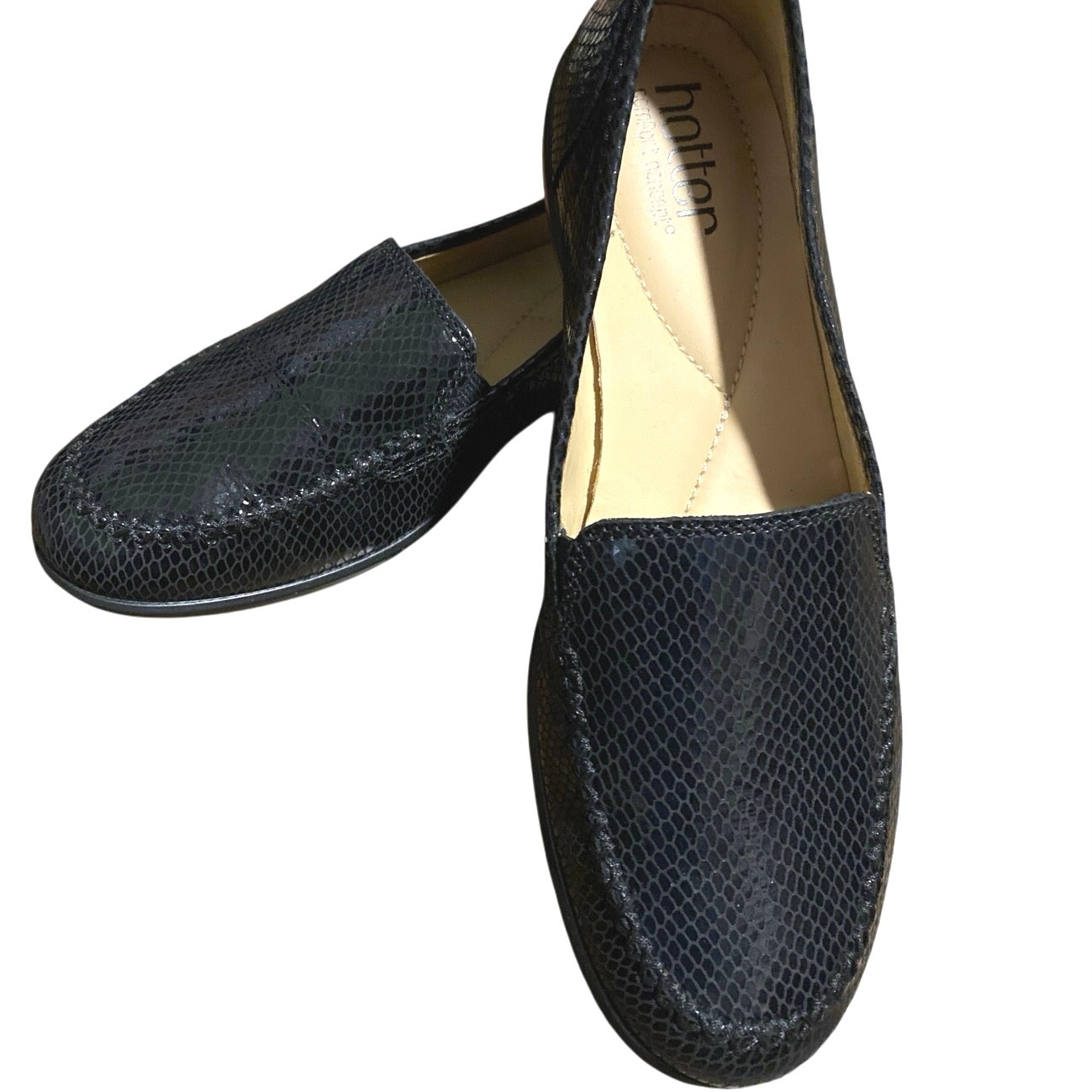 Hotter Black Loafers Size Us 8.5 Eu 40 Leather Slip On Comfort Shoes Style: Jazz